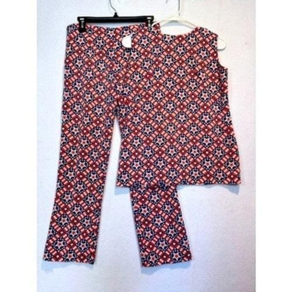 Vtg Handmade Women's 2 Pc Outfit USA Patriotic American Flag Small - Picture 2 of 16